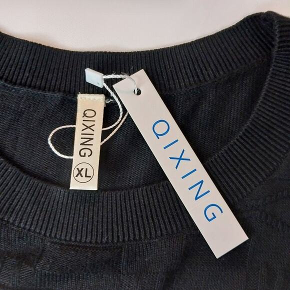 Qixing NWT Black Sweater Size XL Semi Sheer Casual Preppy Closet Staple - Picture 3 of 10